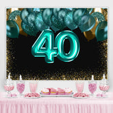 Grün Luftballons Golden Bokeh 40 Geburtstag Hintergrund